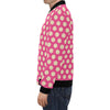 Pink White Polka dot Pattern Print Men's Bomber Jacket-grizzshop