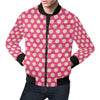 Pink White Polka dot Pattern Print Men's Bomber Jacket-grizzshop