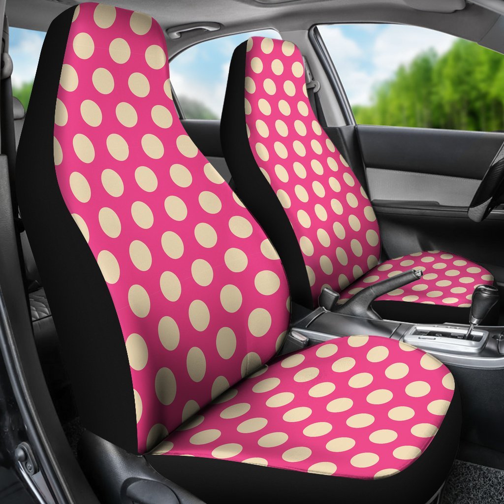 Pink White Polka dot Universal Fit Car Seat Cover-grizzshop