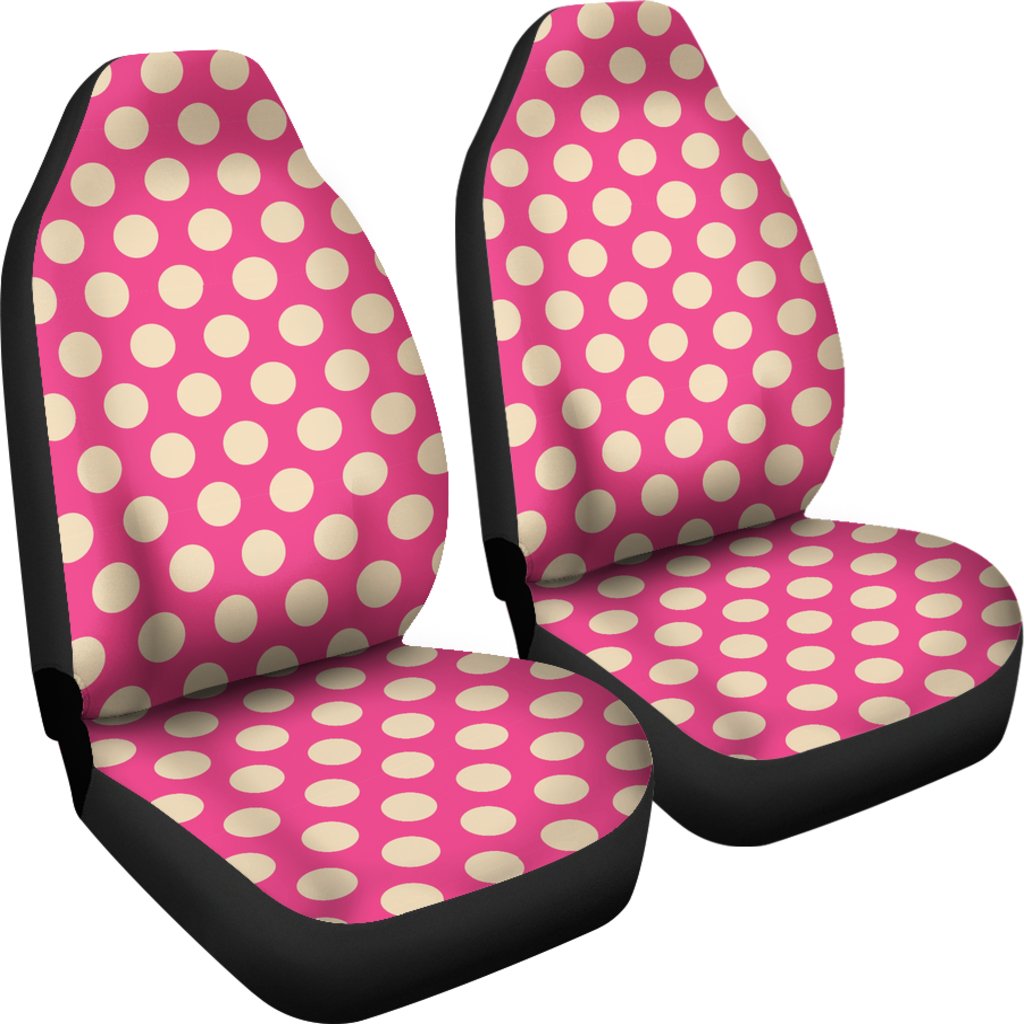 Pink White Polka dot Universal Fit Car Seat Cover-grizzshop
