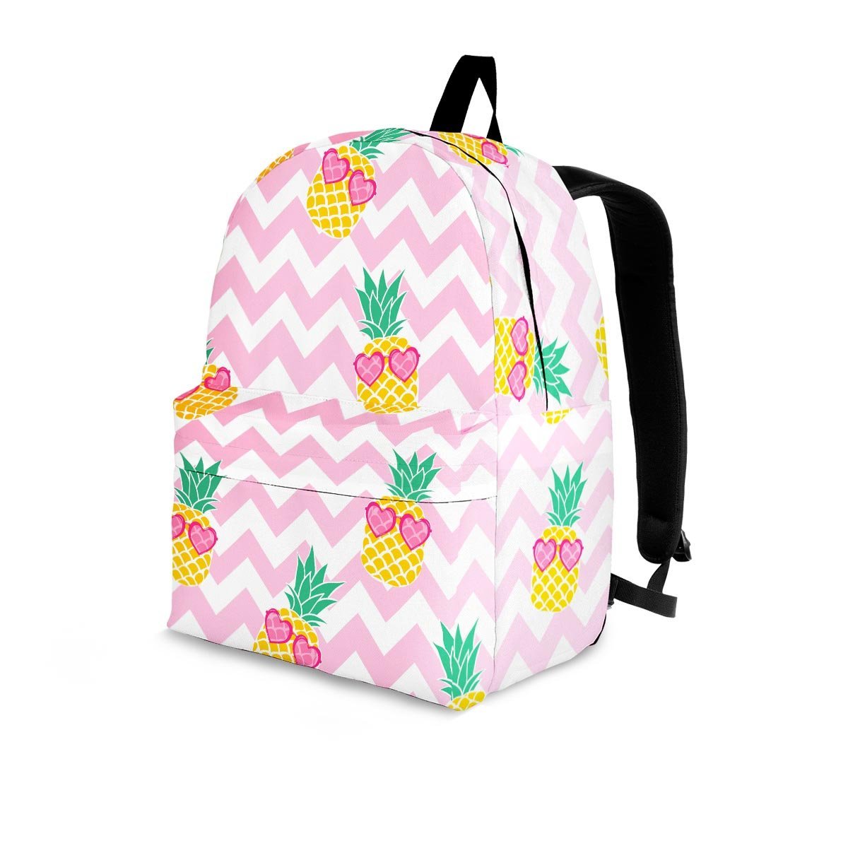 Pink Zig Zag Pineapple Print Backpack-grizzshop