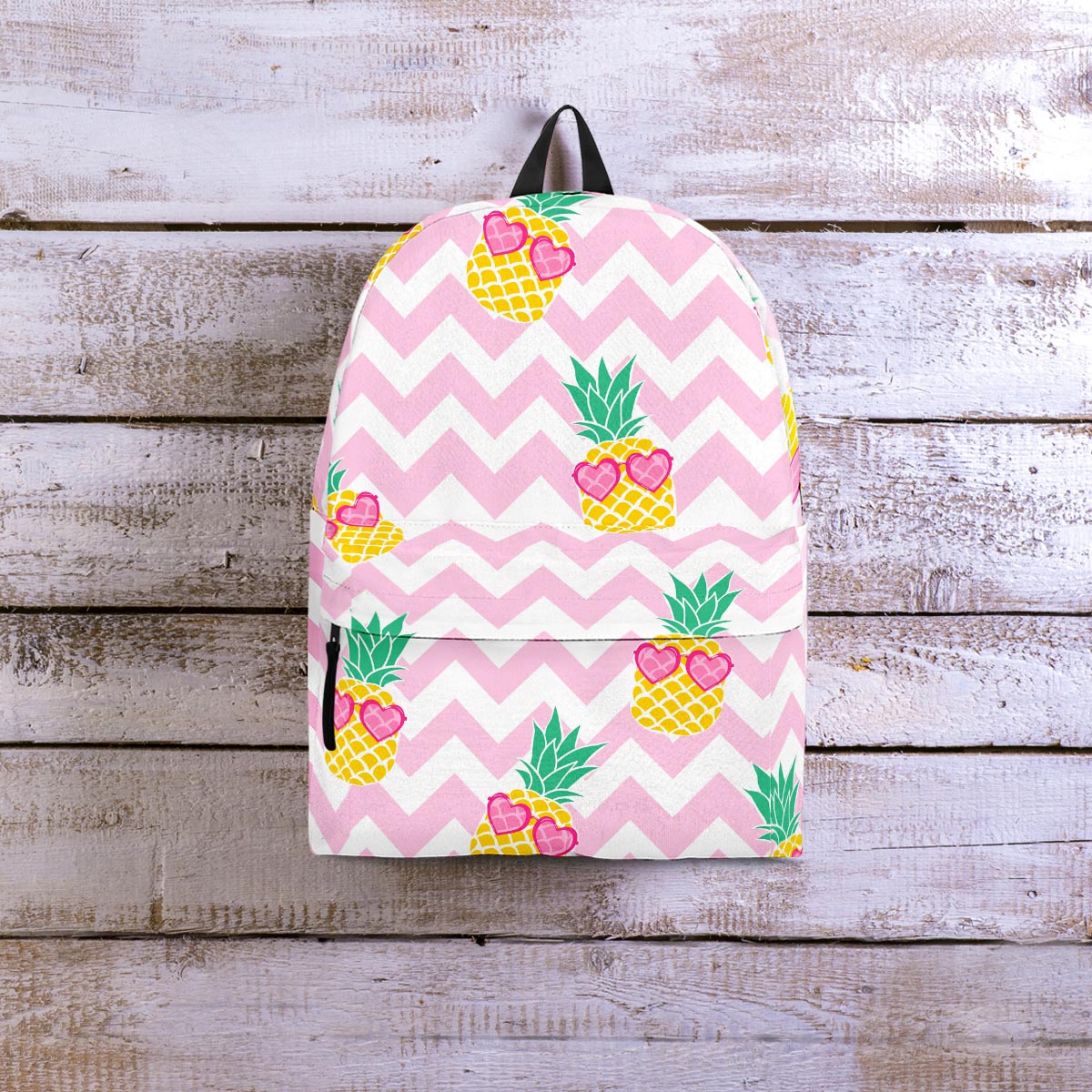 Pink Zig Zag Pineapple Print Backpack-grizzshop