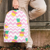 Pink Zig Zag Pineapple Print Backpack-grizzshop