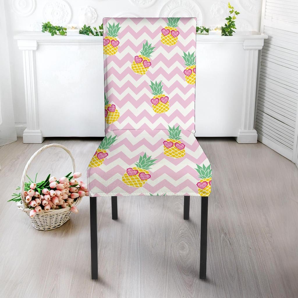 Pink Zig Zag Pineapple Print Chair Cover-grizzshop
