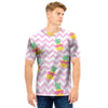 Pink Zig Zag Pineapple Print Men T Shirt-grizzshop