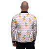 Pink Zig Zag Pineapple Print Men's Bomber Jacket-grizzshop