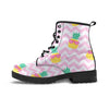 Pink Zig Zag Pineapple Print Men's Boots-grizzshop