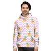 Pink Zig Zag Pineapple Print Men's Hoodie-grizzshop