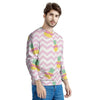 Pink Zig Zag Pineapple Print Men's Sweatshirt-grizzshop