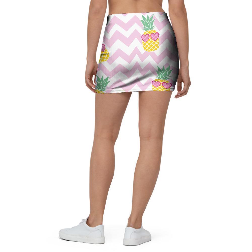 Pink Zig Zag Pineapple Print Mini Skirt-grizzshop