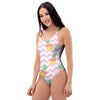 Pink Zig Zag Pineapple Print One Piece Swimsuite-grizzshop