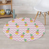 Pink Zig Zag Pineapple Print Round Rug-grizzshop