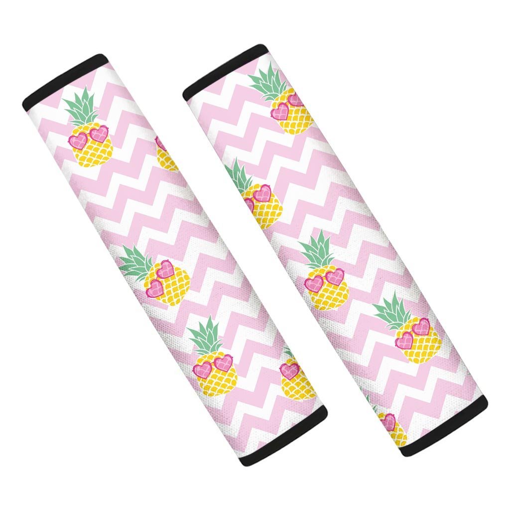 Pink Zig Zag Pineapple Print Seat Belt Cover-grizzshop