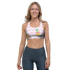 Pink Zig Zag Pineapple Print Sports Bra-grizzshop