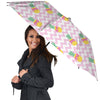 Pink Zig Zag Pineapple Print Umbrella-grizzshop