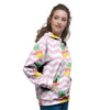 Pink Zig Zag Pineapple Print Women's Hoodie-grizzshop