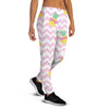 Pink Zig Zag Pineapple Print Women's Joggers-grizzshop