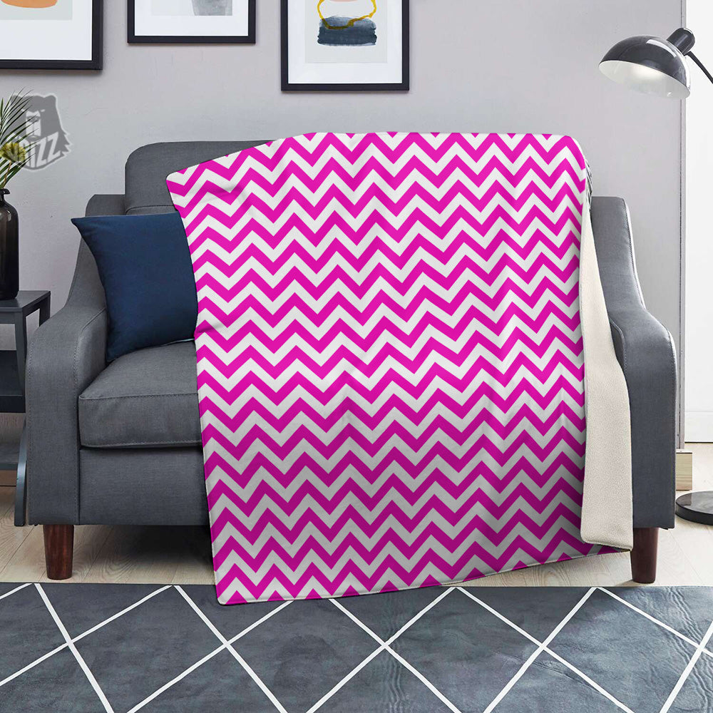 Pink Zigzag Print Pattern Blanket-grizzshop