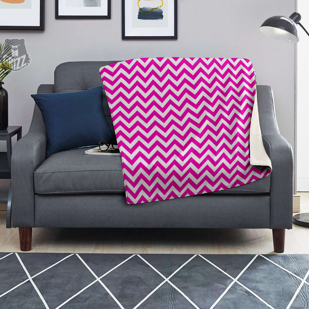 Pink Zigzag Print Pattern Blanket-grizzshop