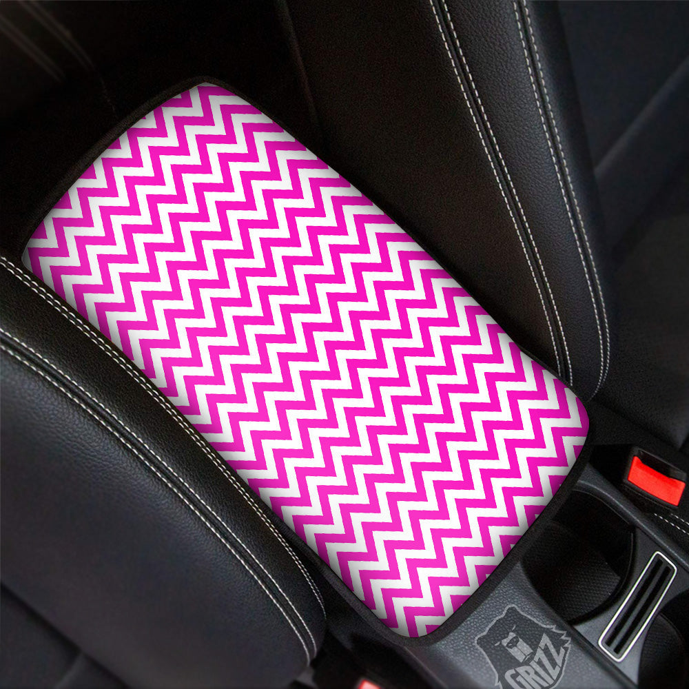 Pink Zigzag Print Pattern Car Center Console Cover-grizzshop