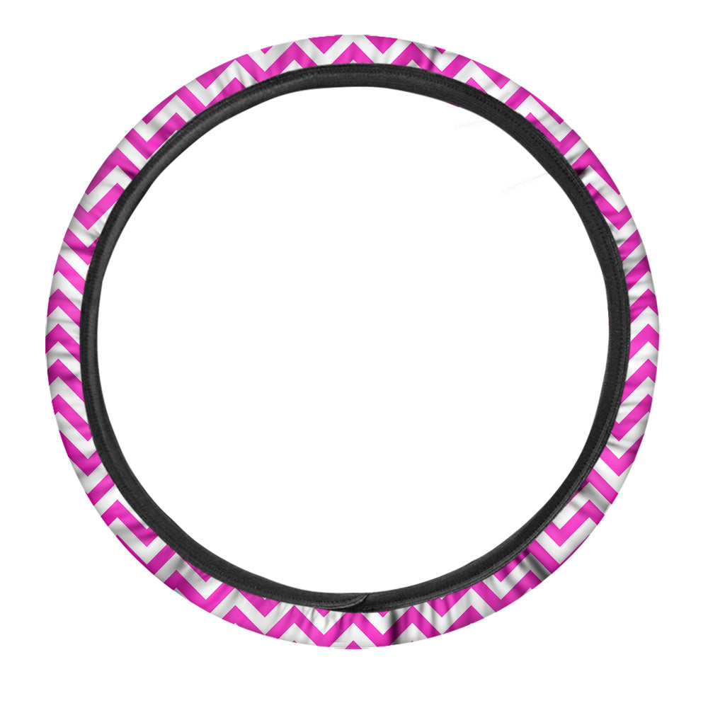 Pink Zigzag Print Pattern Car Steering Wheel Cover-grizzshop