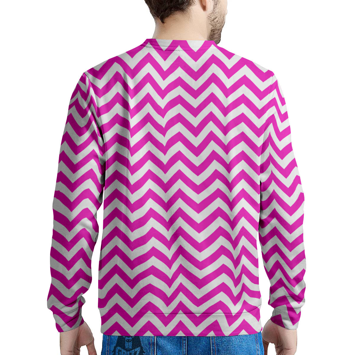 Pink Zigzag Print Pattern Men's Sweatshirt-grizzshop