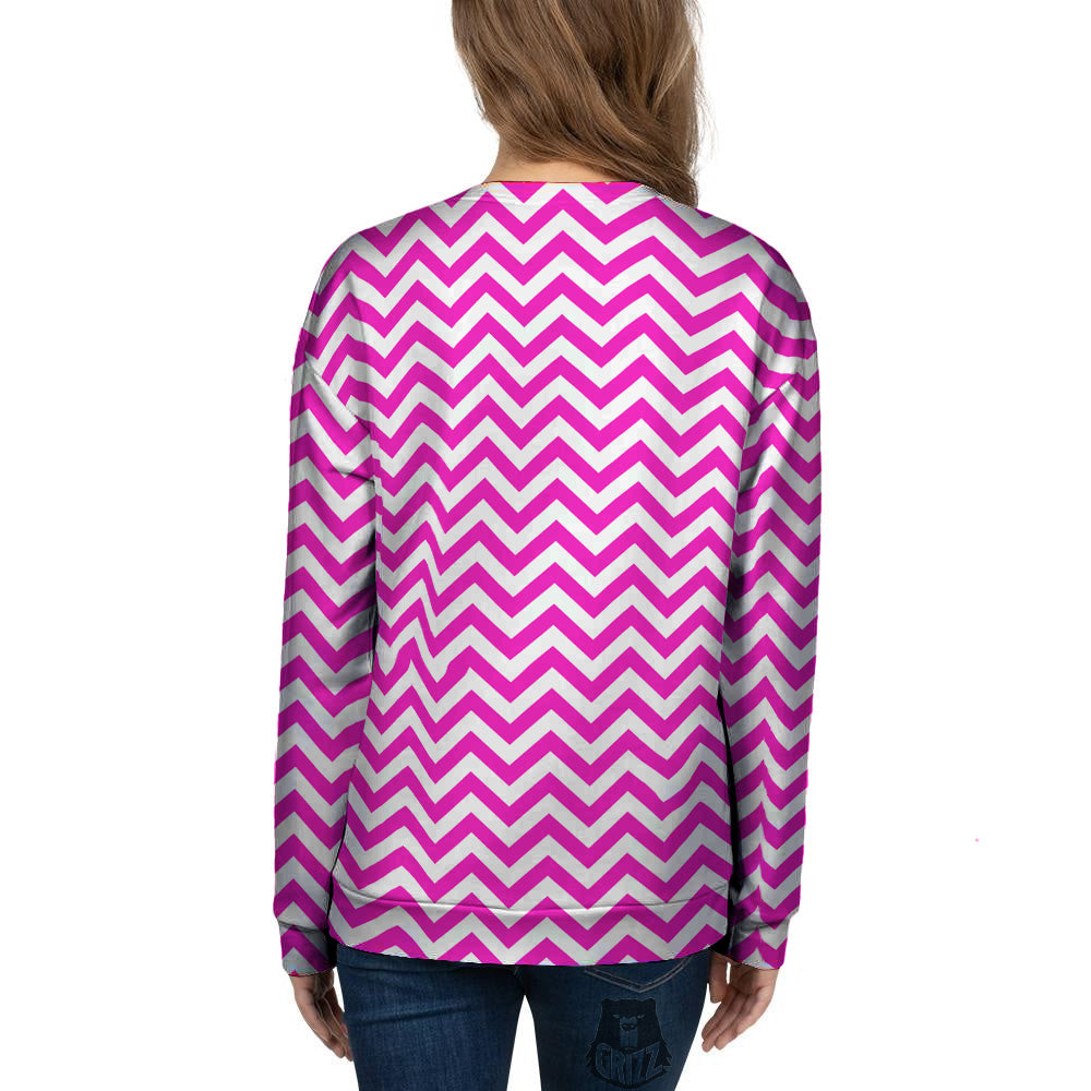 Pink Zigzag Print Pattern Women's Sweatshirt-grizzshop