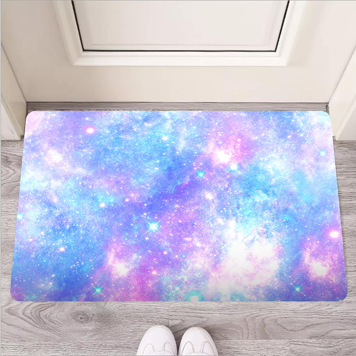 Pink and Blue Galaxy Space Door Mat-grizzshop