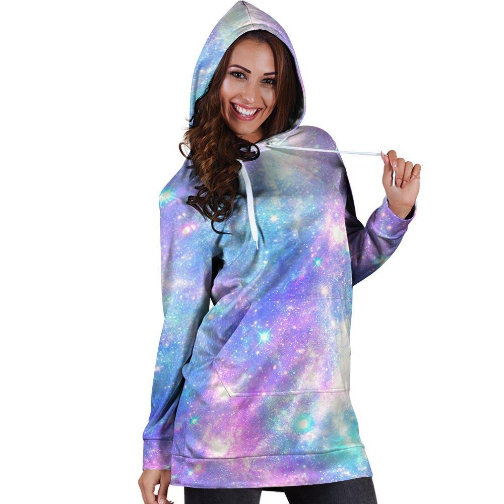 Pink and Blue Galaxy Space Hoodie Dress-grizzshop