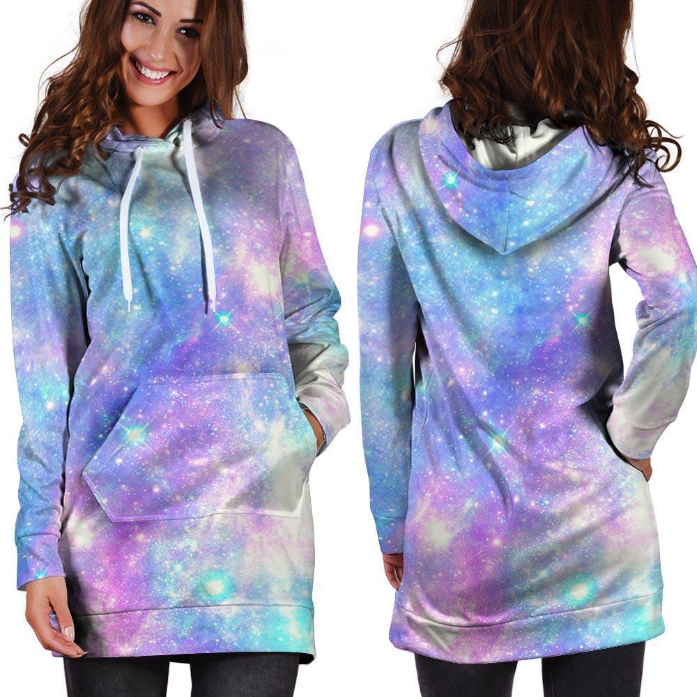 Pink and Blue Galaxy Space Hoodie Dress-grizzshop
