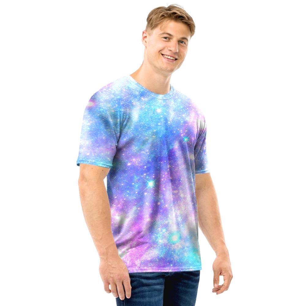 Pink and Blue Galaxy Space Men T Shirt-grizzshop