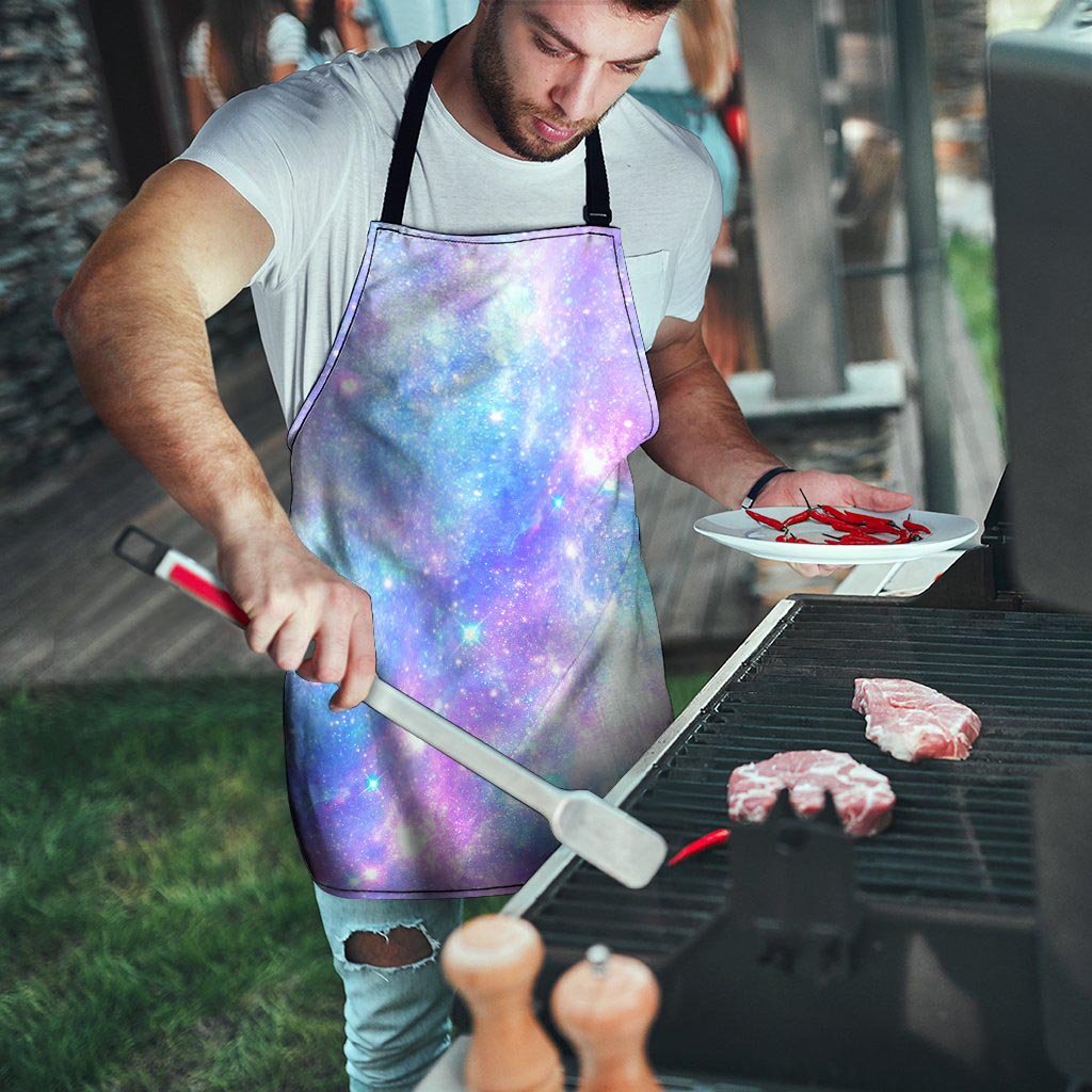 Pink and Blue Galaxy Space Men's Apron-grizzshop