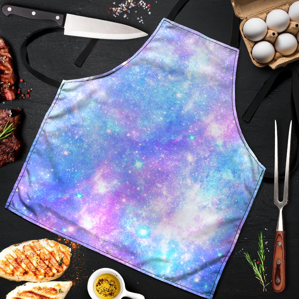 Pink and Blue Galaxy Space Men's Apron-grizzshop