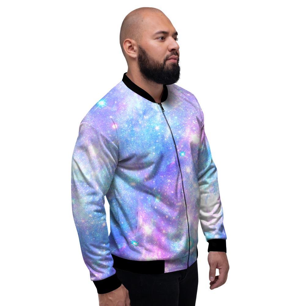 Pink and Blue Galaxy Space Men's Bomber Jacket-grizzshop