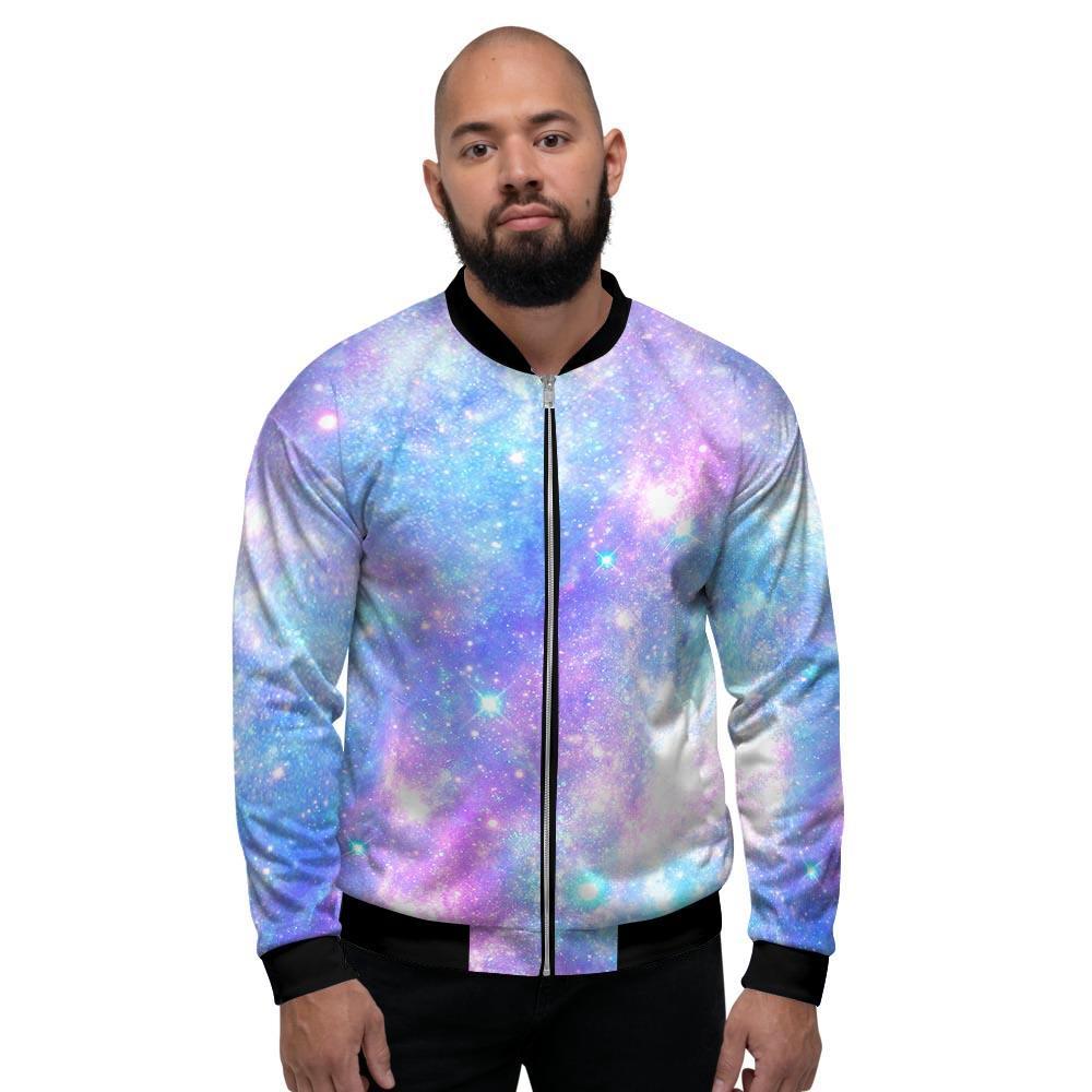 Pink and Blue Galaxy Space Men's Bomber Jacket-grizzshop