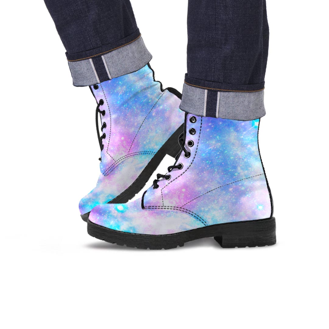 Pink and Blue Galaxy Space Men's Boots-grizzshop