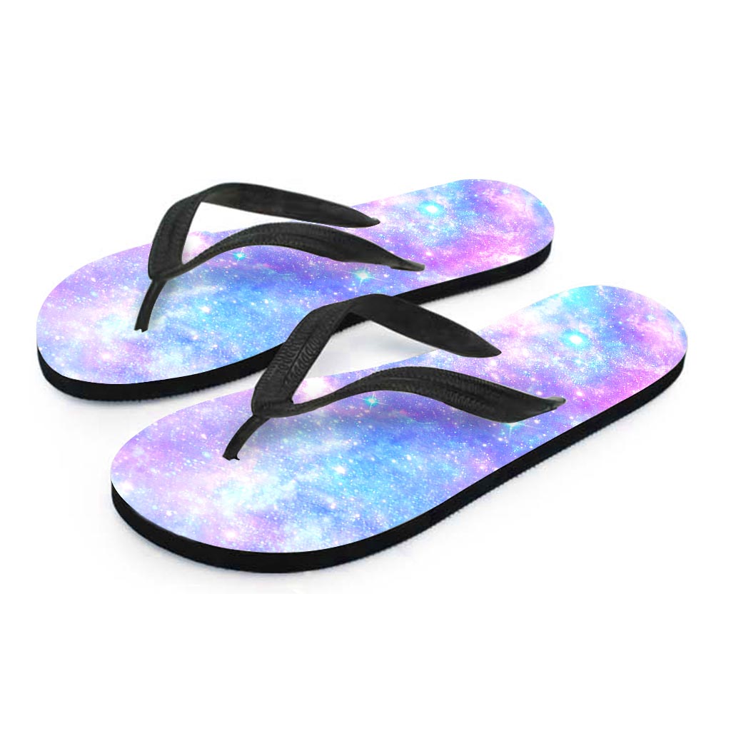 Pink and Blue Galaxy Space Men's Flip Flops-grizzshop