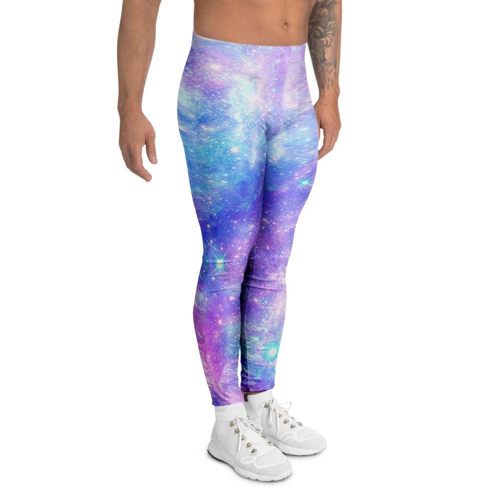 Pink and Blue Galaxy Space Men's Leggings-grizzshop