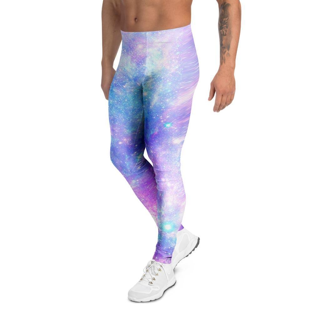 Pink and Blue Galaxy Space Men's Leggings-grizzshop