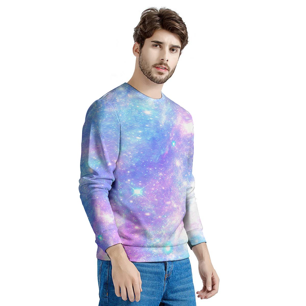 Pink and Blue Galaxy Space Men's Sweatshirt-grizzshop