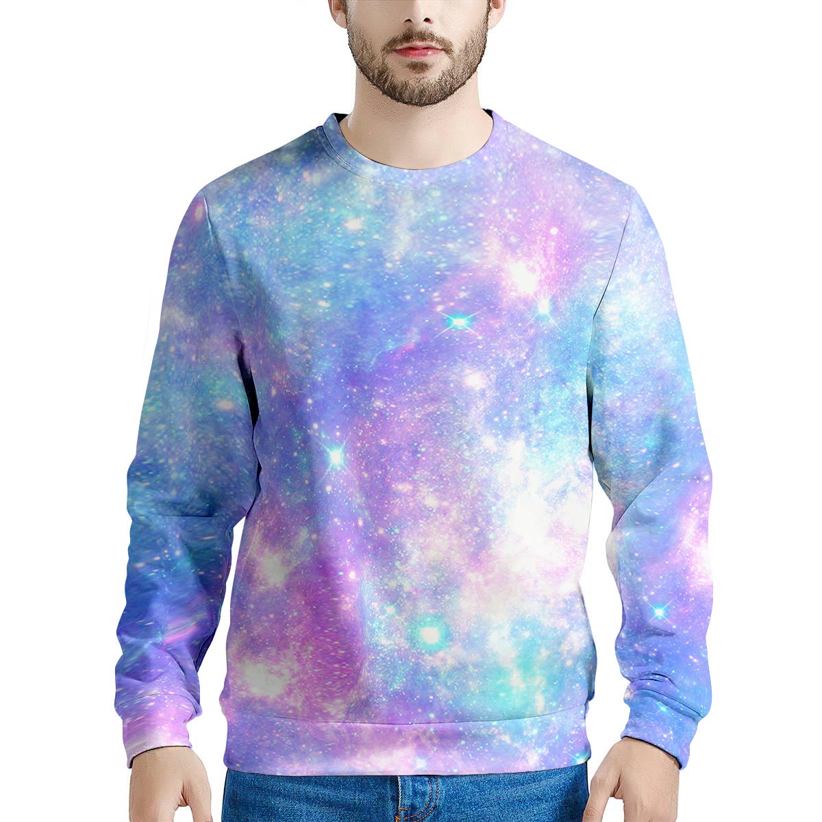 Pink and Blue Galaxy Space Men's Sweatshirt-grizzshop