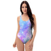 Pink and Blue Galaxy Space One Piece Swimsuite-grizzshop