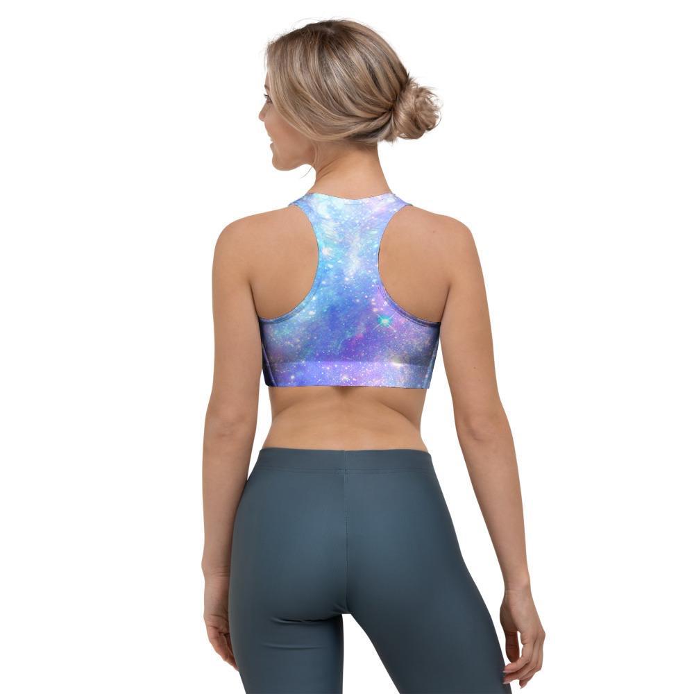 Pink and Blue Galaxy Space Sports Bra-grizzshop