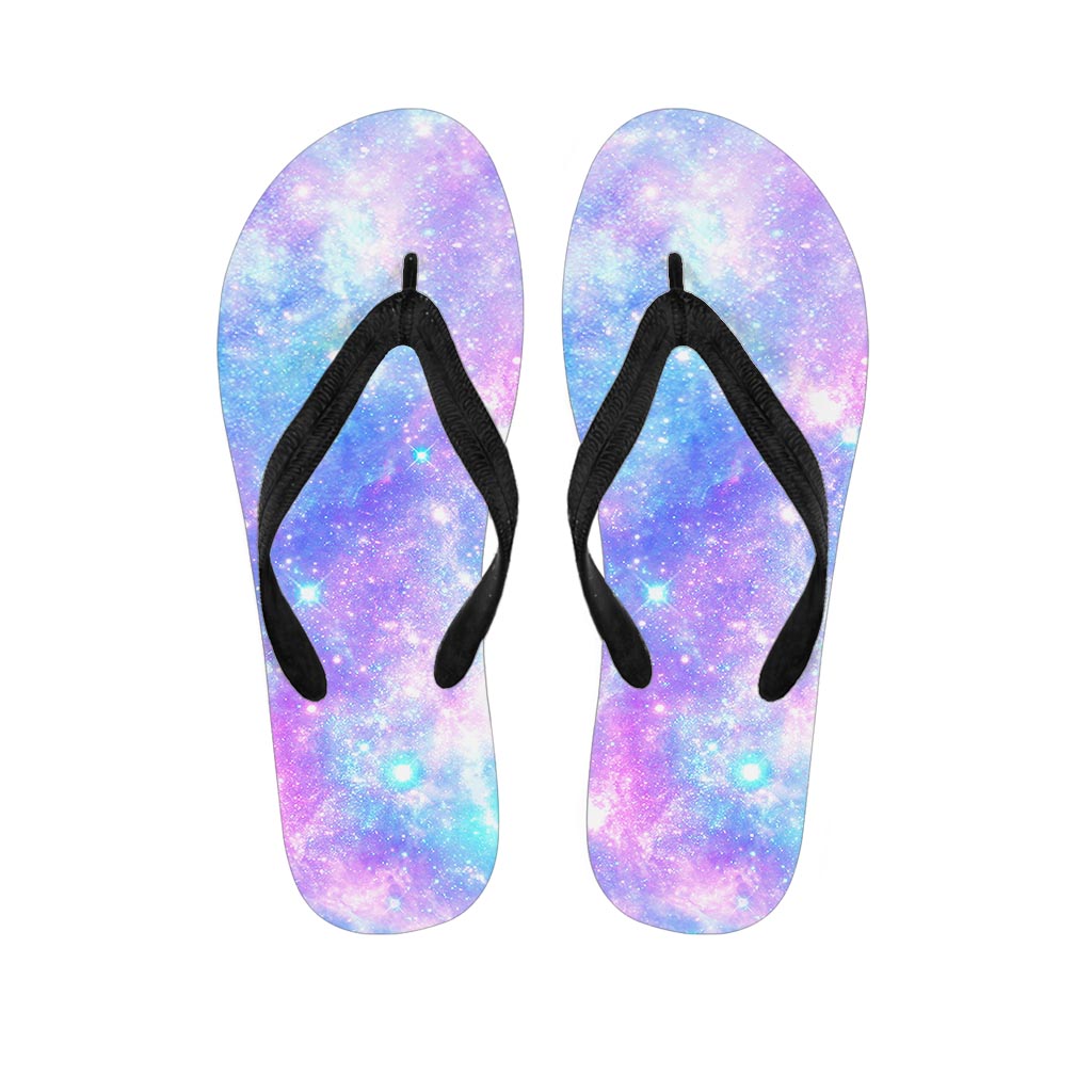 Pink and Blue Galaxy Space Women's Flip Flops-grizzshop