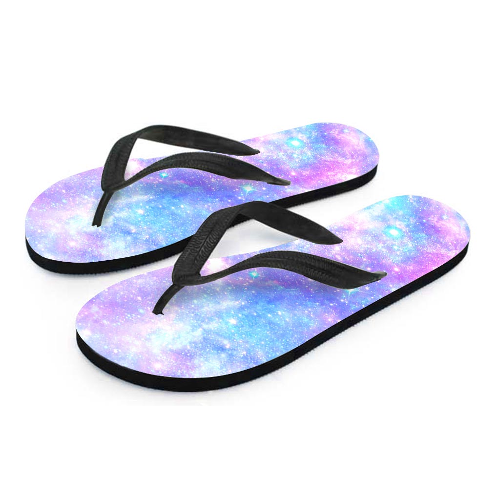 Pink and Blue Galaxy Space Women's Flip Flops-grizzshop