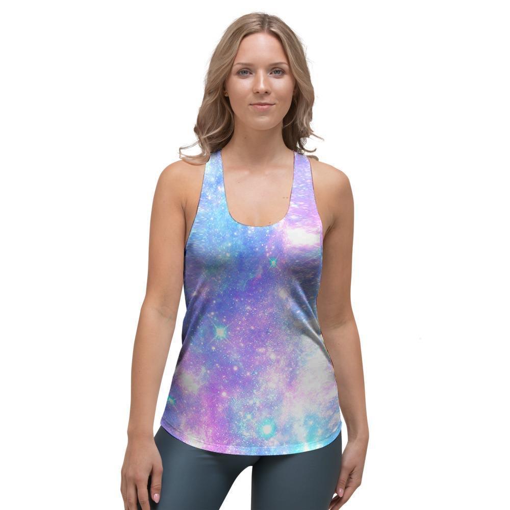 Pink and Blue Galaxy Space Women's Racerback Tank Top-grizzshop