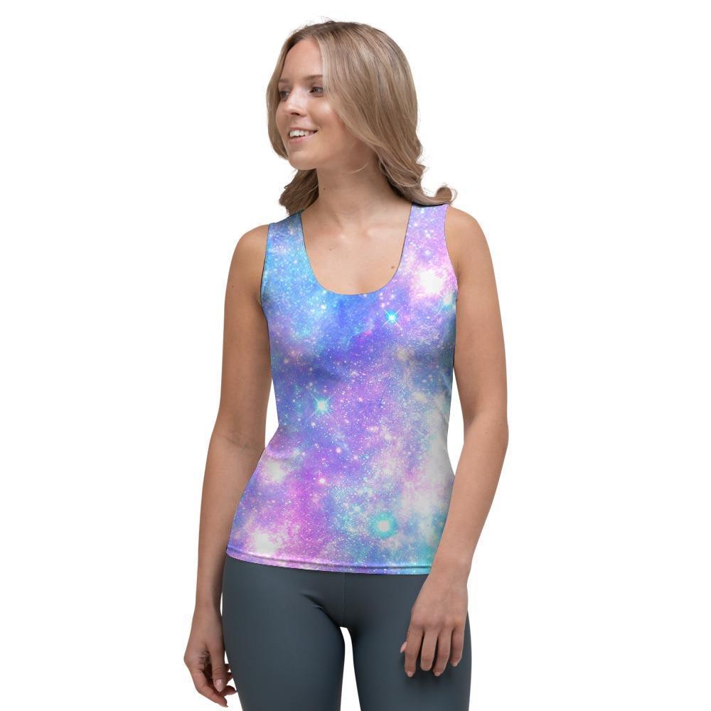 Pink and Blue Galaxy Space Women's Tank Top-grizzshop