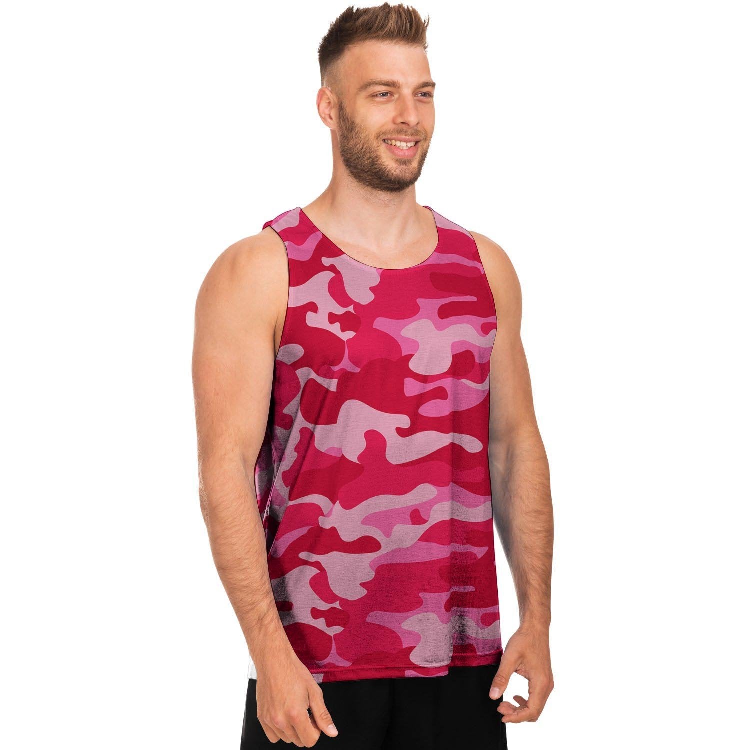 Pink Camo Print Men's Tank Tops-grizzshop