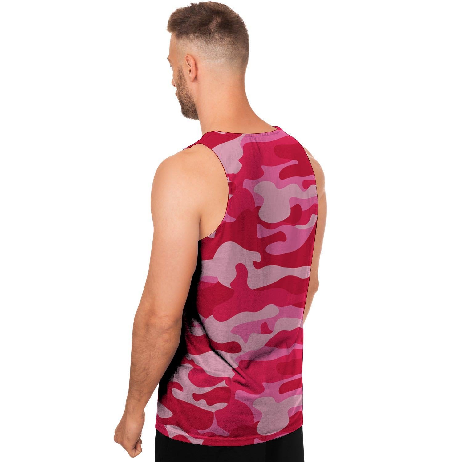 Pink Camo Print Men's Tank Tops-grizzshop