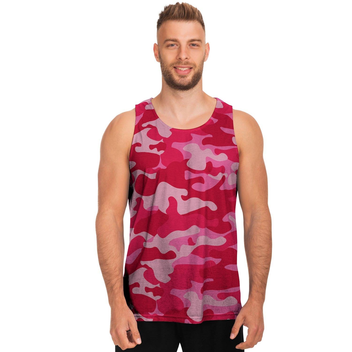 Pink Camo Print Men's Tank Tops-grizzshop